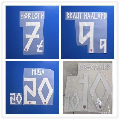 Norway 2026 Home Football Nameset - Sorloth 7/Nusa 20/Odegaard 10/Haaland 9 (Repro)