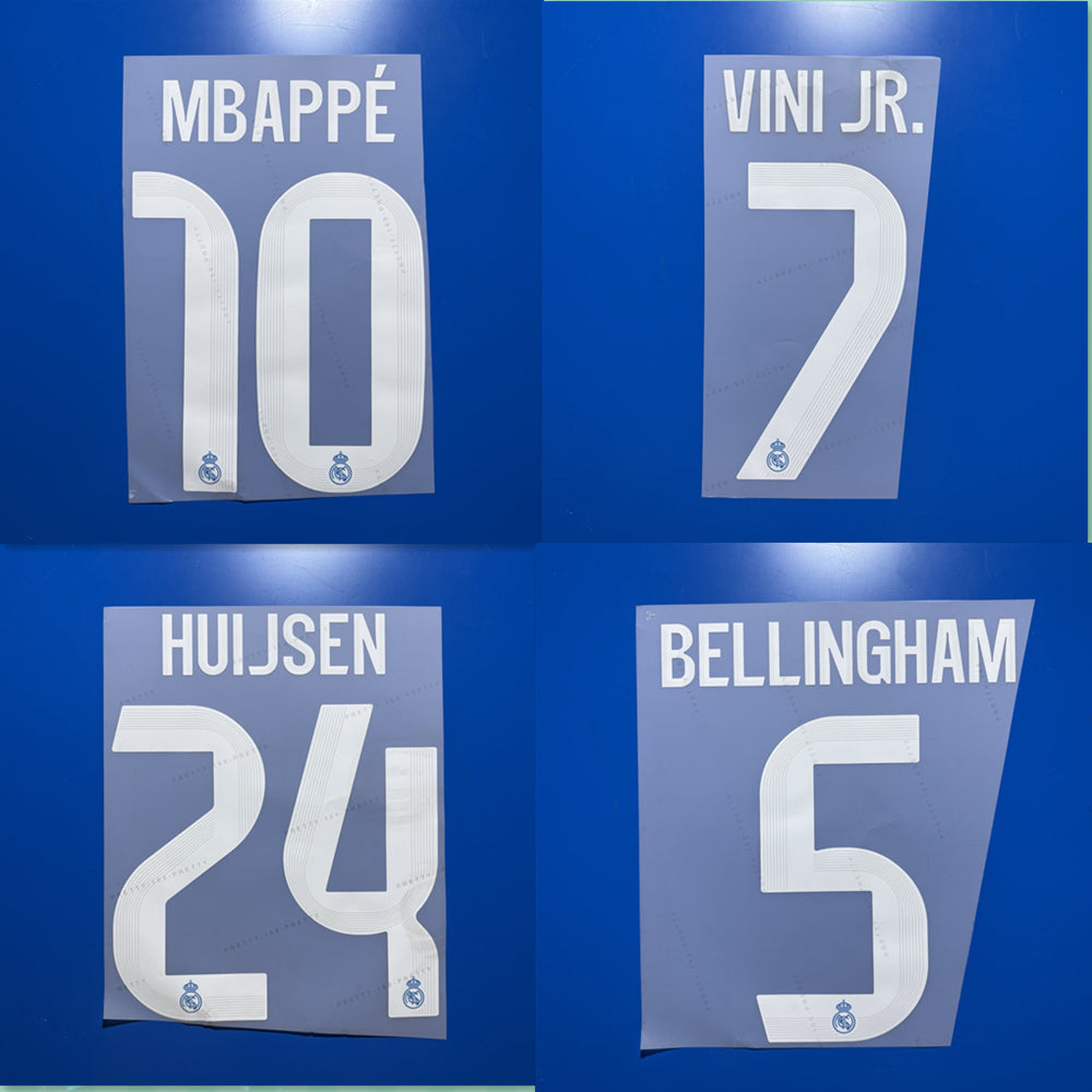 Real Madrid 2025-26 Third Football Nameset - Mbappe Bellingham Kroos Rodrygo Vini Jr. (Repro)