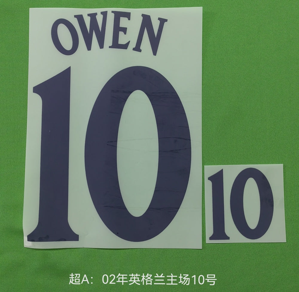 England 2000 Away Football Nameset