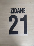 Juventus 2000-01 Away Football Nameset - Zidane (Repro)