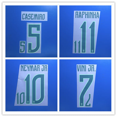Brazil World Cup 2026 Home Football Nameset - Vini Jr/Neymar Jr/Raphinha/Endrick (Repro)