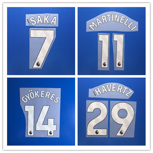 Arsenal 2023-24 Home Football Nameset - Saka Havertz Martinelli Rice (Repro)