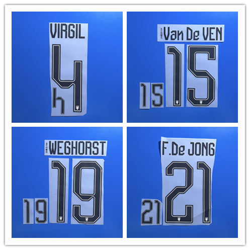 Netherlands 2026 World Cup Away Football Nameset - V.Dijk 4/Van de Ven 15/F.de Jong 21/Memphis 10 (Repro)