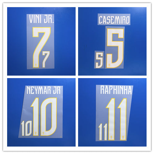 Brazil World Cup 2026 Away Football Nameset - Vini Jr/Neymar Jr/Raphinha/Endrick (Repro)
