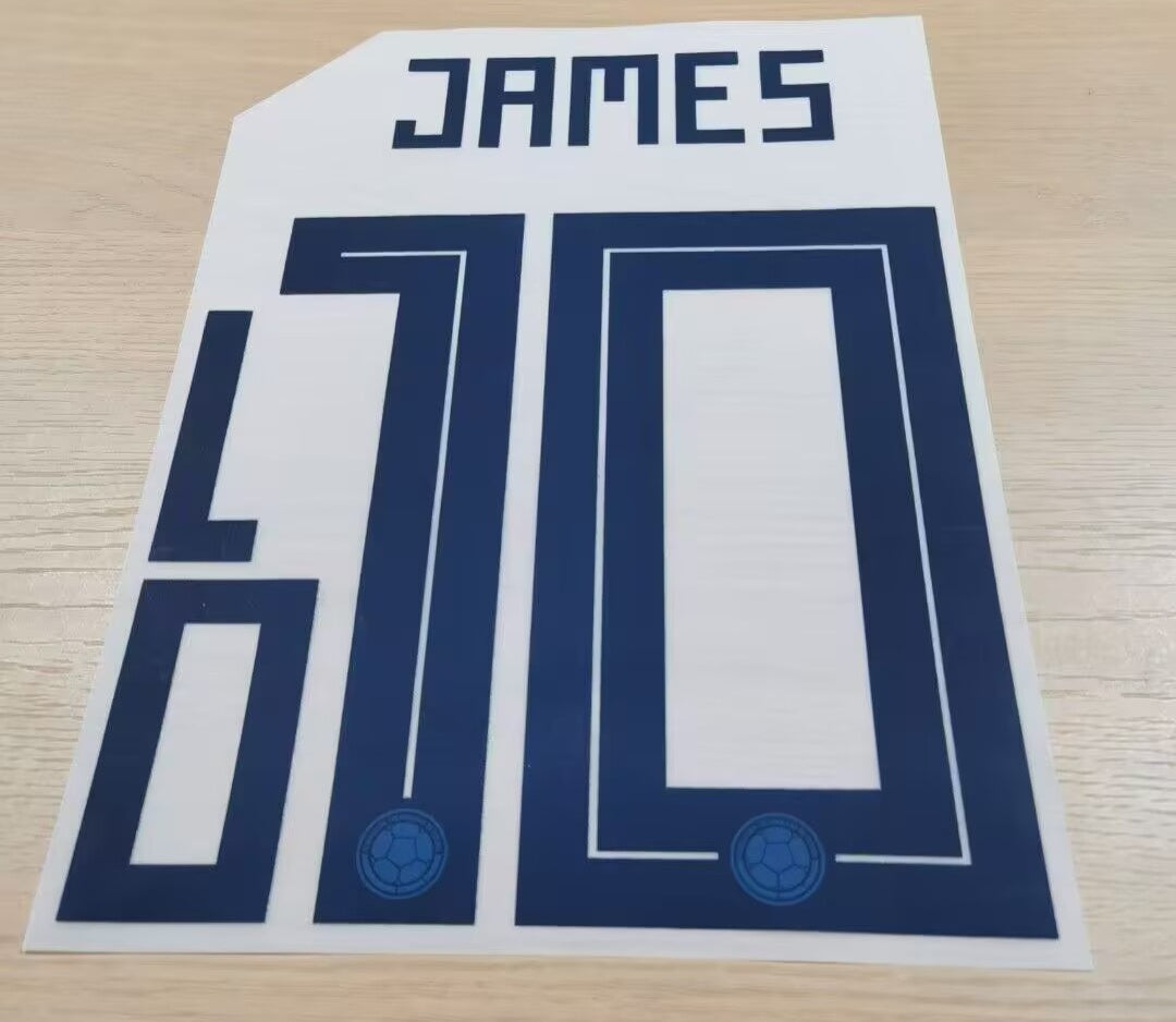 Colombia 2018 Home Football Nameset - James 10 (Repro)