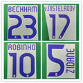 Real Madrid 2006-07 Home Football Nameset - Beckham Raul Ronaldo Sergio Ramos (Repro)