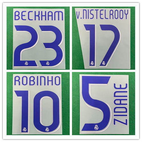 Real Madrid 2006-07 Home Football Nameset - Beckham Raul Ronaldo Sergio Ramos (Repro)