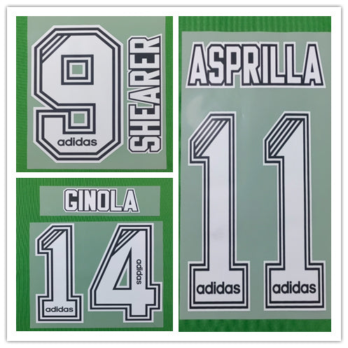 Newcastle United 1995-97 Home Retro Football Nameset - Shearer Asprilla Ginola (Repro)