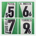 Spain 2012 Away (Black) Football Nameset - Torres 9/A.Iniesta 6/David Villa 7/Puyol 5 (Repro)