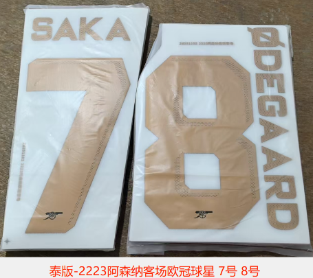 Arsenal 2022-23 Gold Home Football Nameset - Saka Odegaard (Repro)