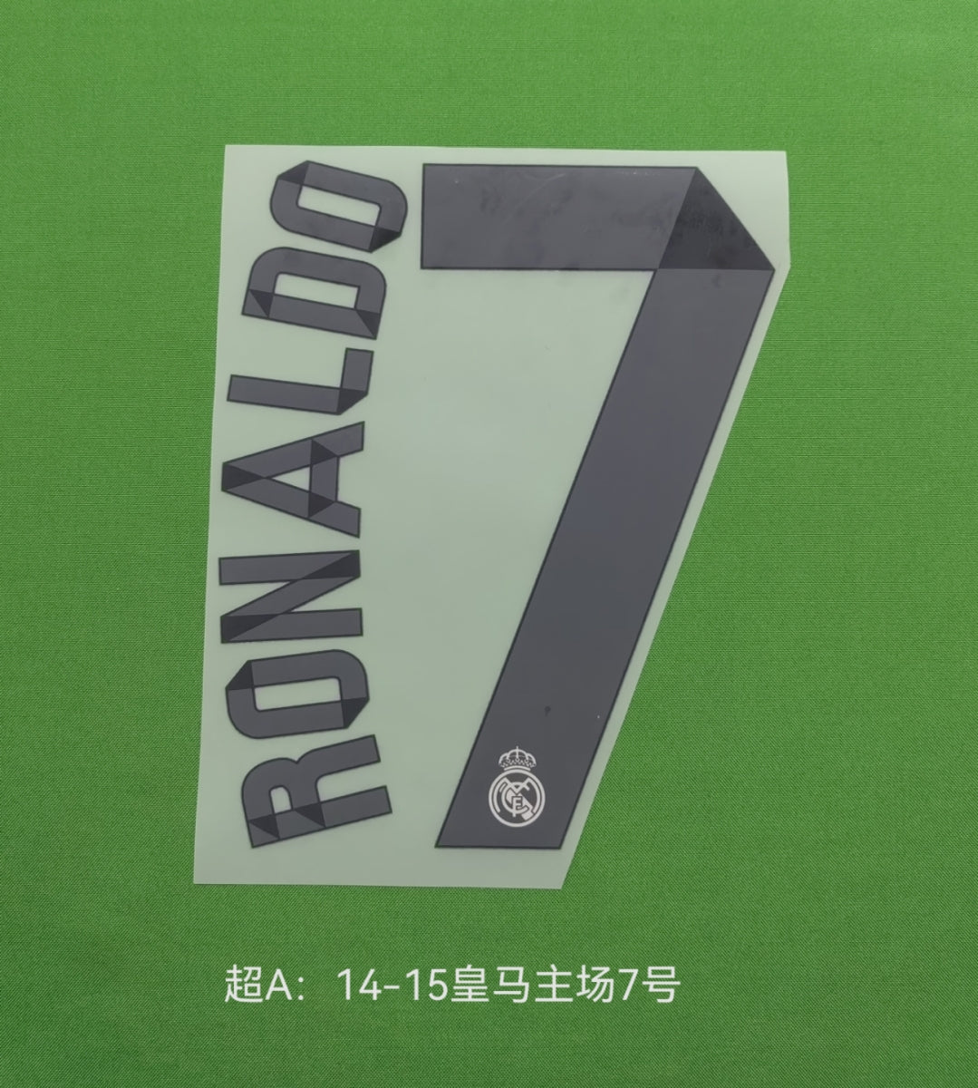 Real Madrid 2014-15 Home Football Nameset - Ronaldo Sergio Ramos Bale (Repro)