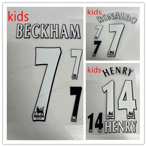 Kids Manchester United 1997-06 Premier League Football Nameset - Ronaldo Beckham (Height 24.9cm) (Repro)
