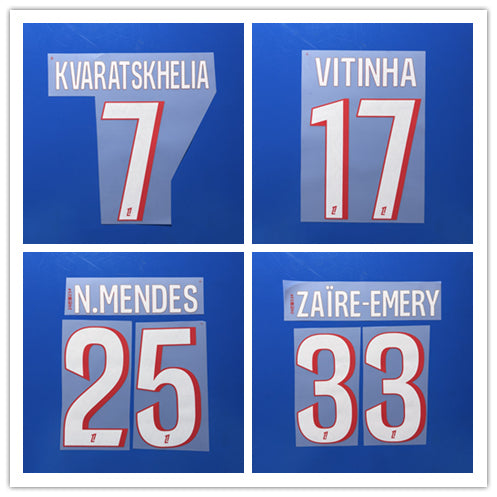 PSG 2026-27 Home Football Nameset - Vitinha D. Doue O. Dembele (Repro)