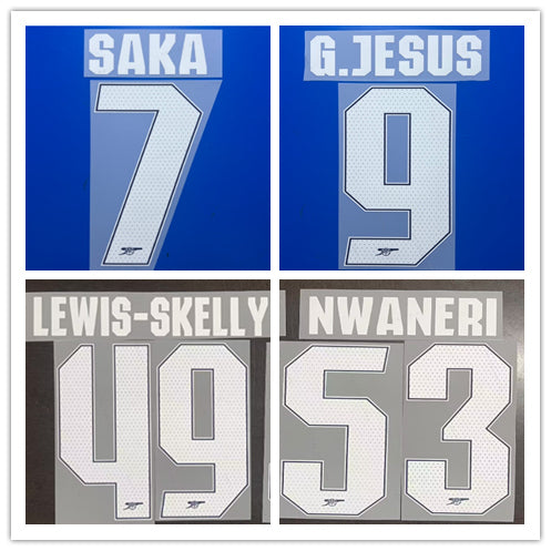 Arsenal 2024-25 Champions League Home Football Nameset - Saka/Havertz/Martinelli (Repro)