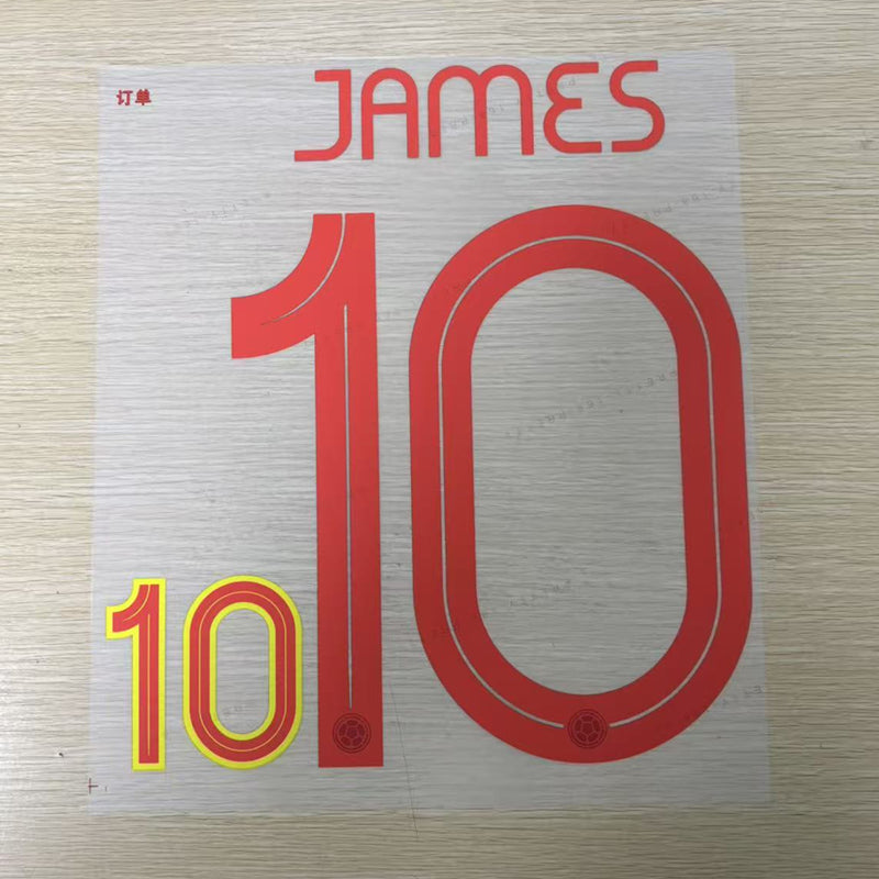 Colombia 2019 Home Football Nameset - James 10 (Repro)