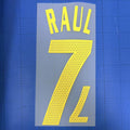 Spain 2002 Home Football Nameset - Raul 7/Morientes 9 (Repro)