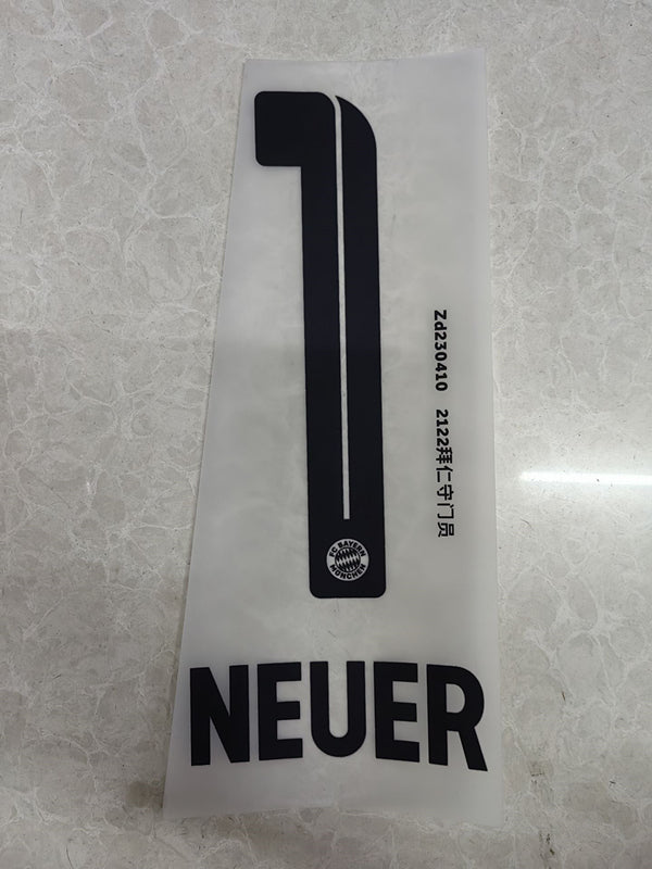 Bayern Munich 2021-22 Goalkeeper Football Nameset - Neuer (Repro)