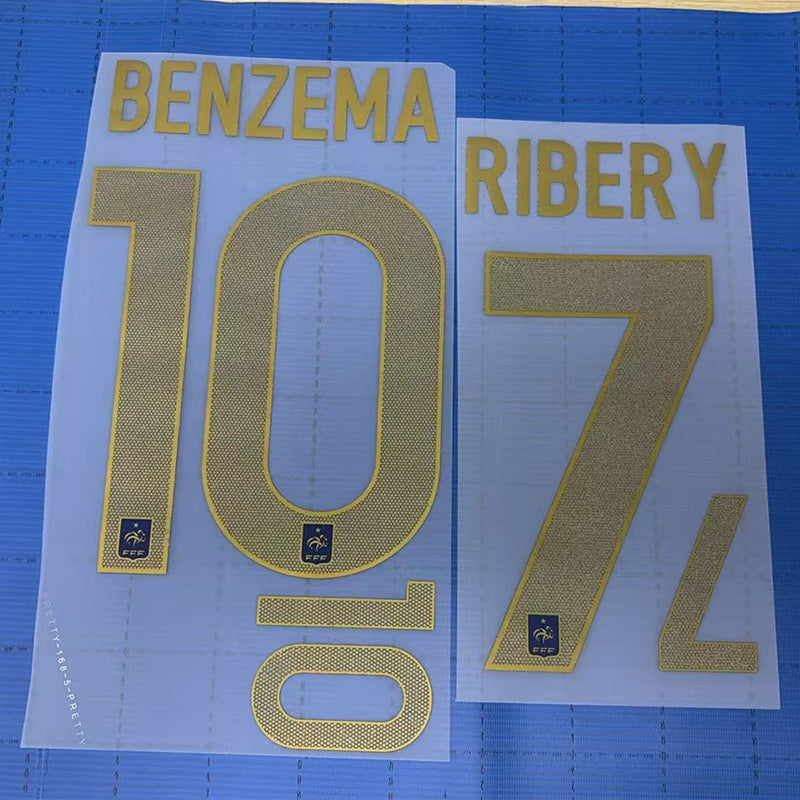 France 2012 Home (Gold) Football Nameset - Benzema/Ribery (Repro)