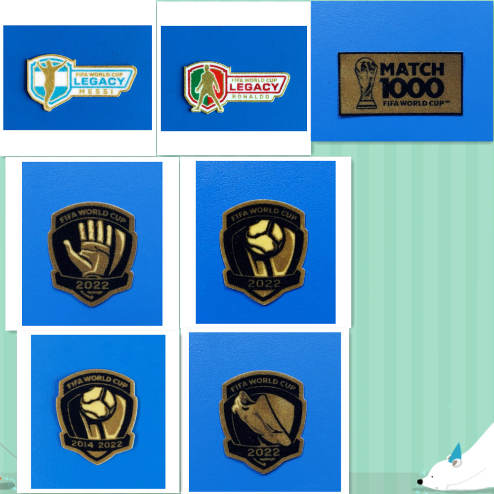 2026 FIFA World Cup Best Player, Top Scorer, Goalkeeper, MATCH 1000th Messi, Ronaldo soccer patch flocked material (Repro)