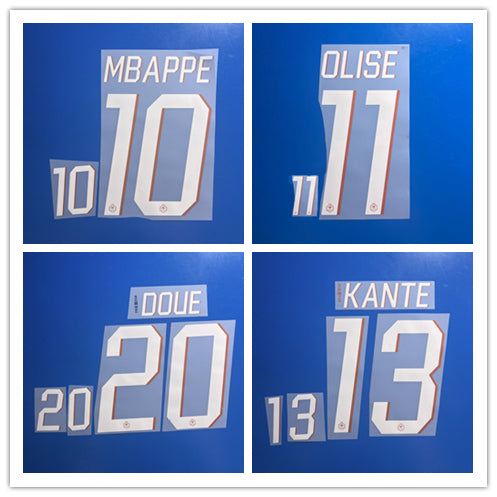 France 2026 Home Football Nameset - Mbappe/Kante/Olise/Doue/Dembele (Repro)