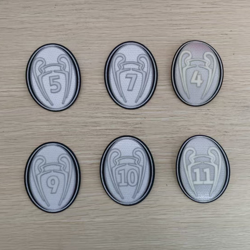 Champions League soccer patches silver 4 5 7 9 10 11 (Repro)