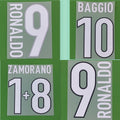 Inter Milan 1998-2000 Home Football Nameset - Ronaldo Zamorano Baggio (Repro)