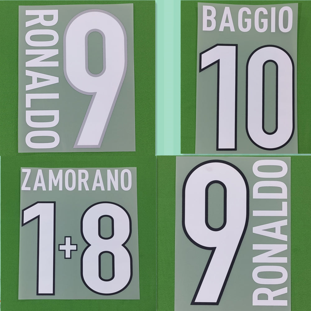 Inter Milan 1998-2000 Home Football Nameset - Ronaldo Zamorano Baggio (Repro)