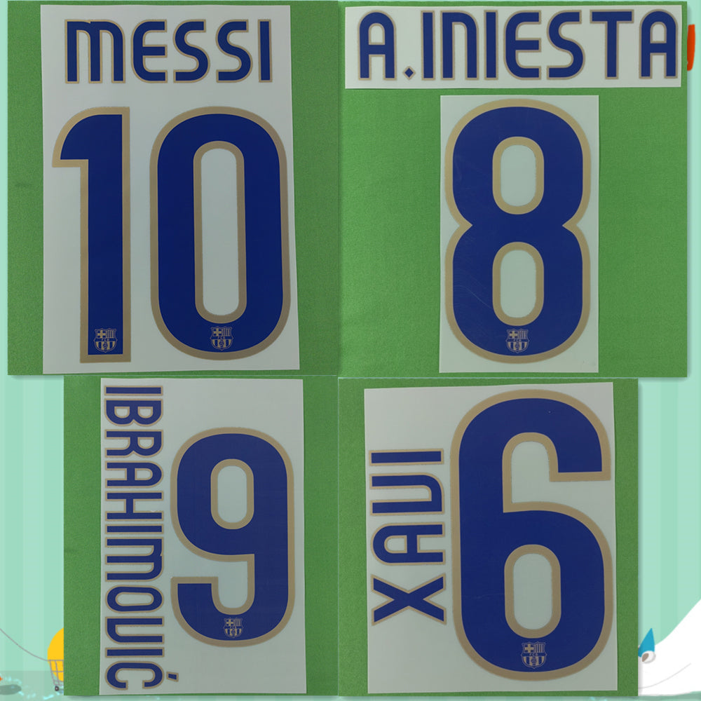 FC Barcelona 2008-10 Away Football Nameset - Messi Xavi A.Iniesta Ibrahimovic (Repro)