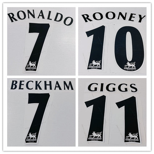 Manchester United 1997-06 Premier League Football Nameset Black - Ronaldo Rooney Beckham (Repro)
