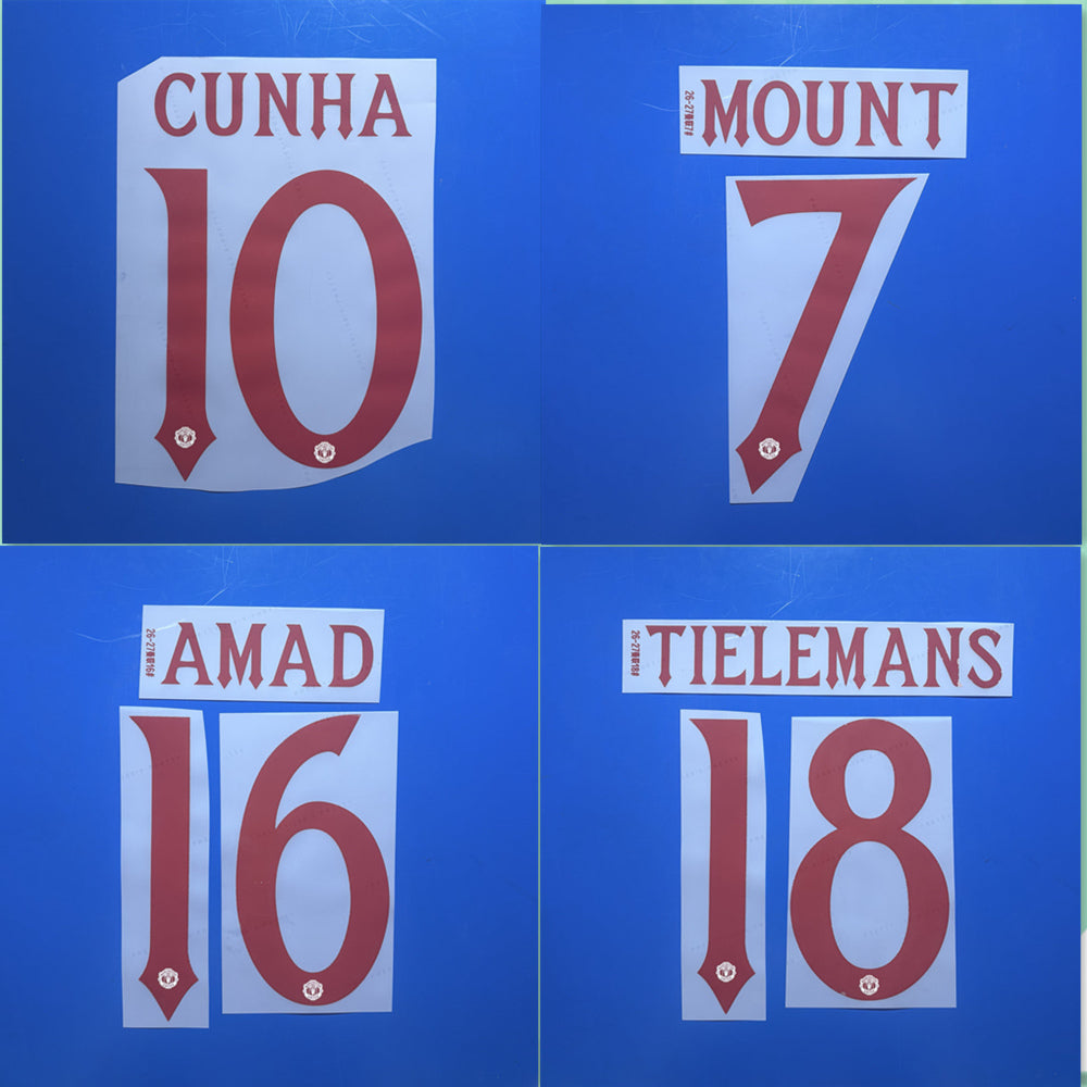 Manchester United 2025-27 Champions League Third Football Nameset - B.Fernandes Cunha Mainoo (Repro)