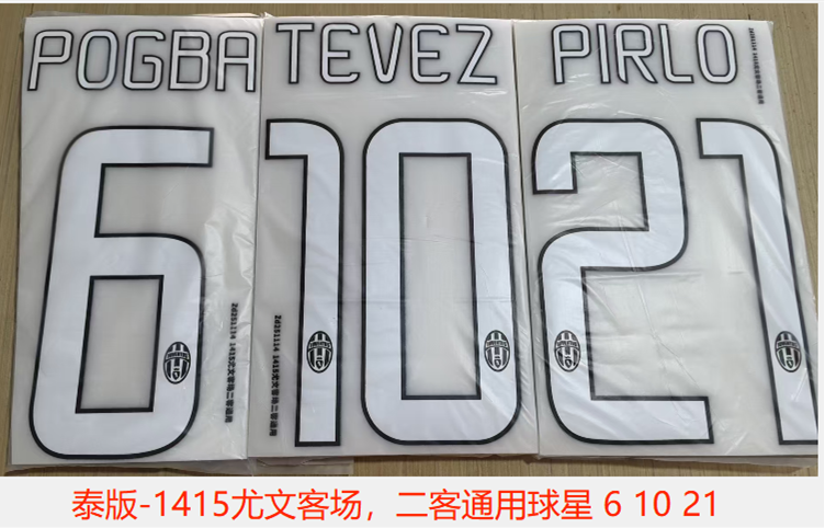 Juventus 2014-15 Home White Football Nameset - Pogba/Pirlo/Tevez (Repro)