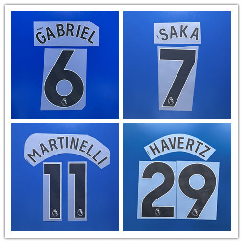 Arsenal 2023-24 Away Football Nameset - Saka Havertz Martinelli Rice (Repro)