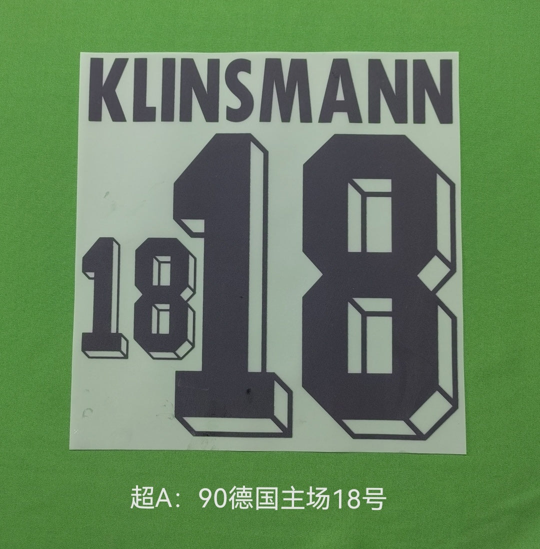 Germany 1990 Football Nameset - Klinsmann/Matthaus (Repro)