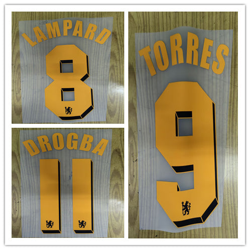 Chelsea 2010-11 Retro Away Football Nameset - Drogba Torres Lampard (Repro)