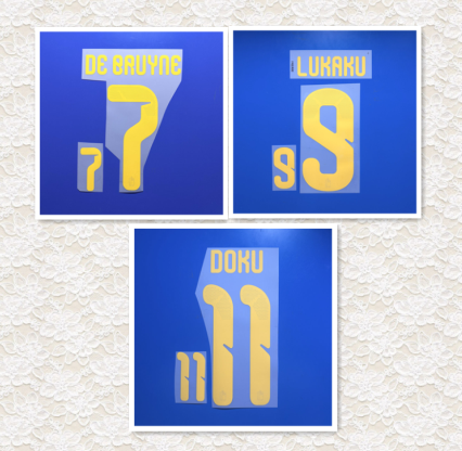 Belgium 2026 Home Football Nameset - De Bruyne 7/Lukaku 9/Doku 11 (Repro)