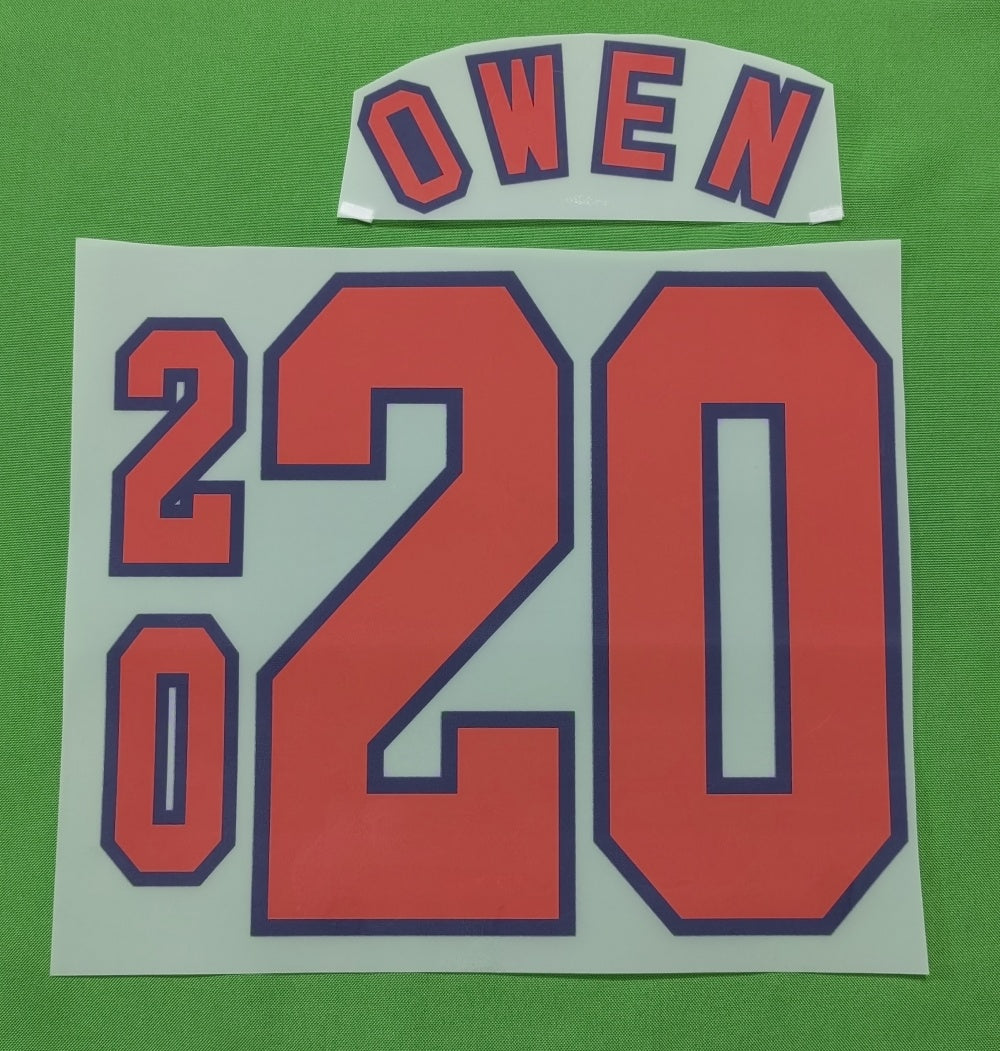 England 1998 Home Football Nameset