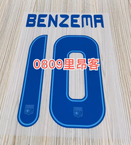 Lyon 2008-09 Home Football Nameset - Benzema (Repro)