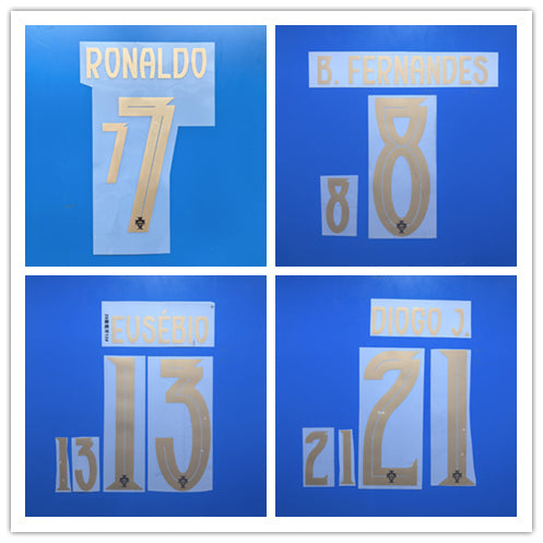 Portugal 2025 Special Edition (Gold) Football Nameset - Ronaldo/B.Fernandes/N.Mendes (Repro)