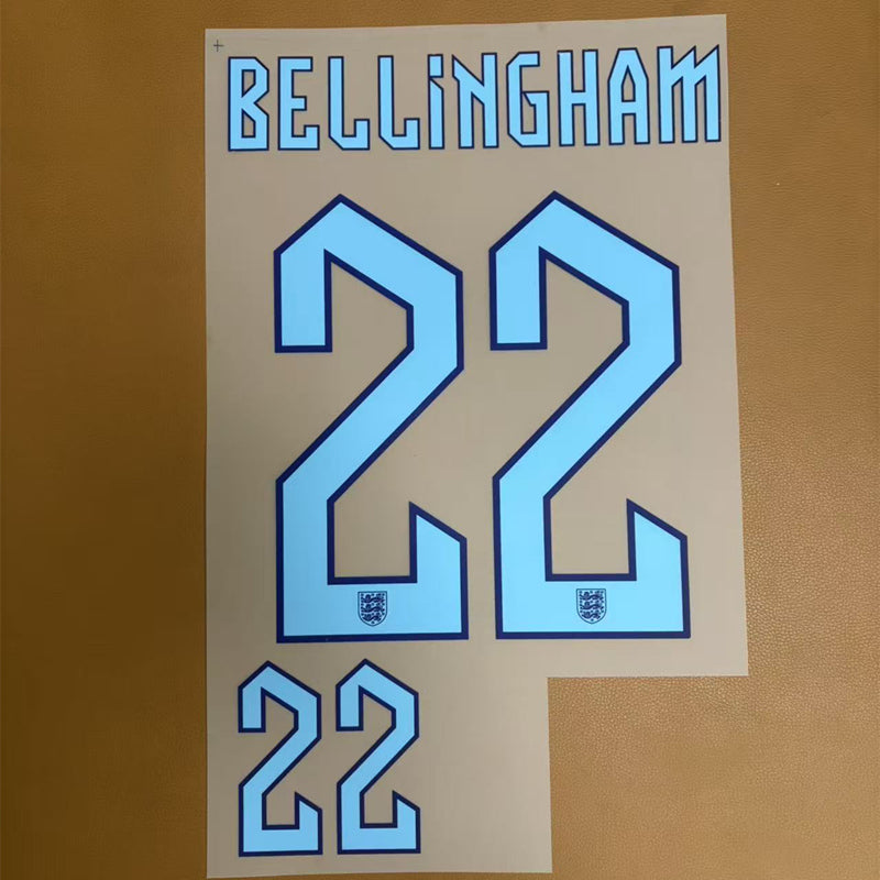 England 2022 World Cup Away Football Nameset - Bellingham 22 (Repro)