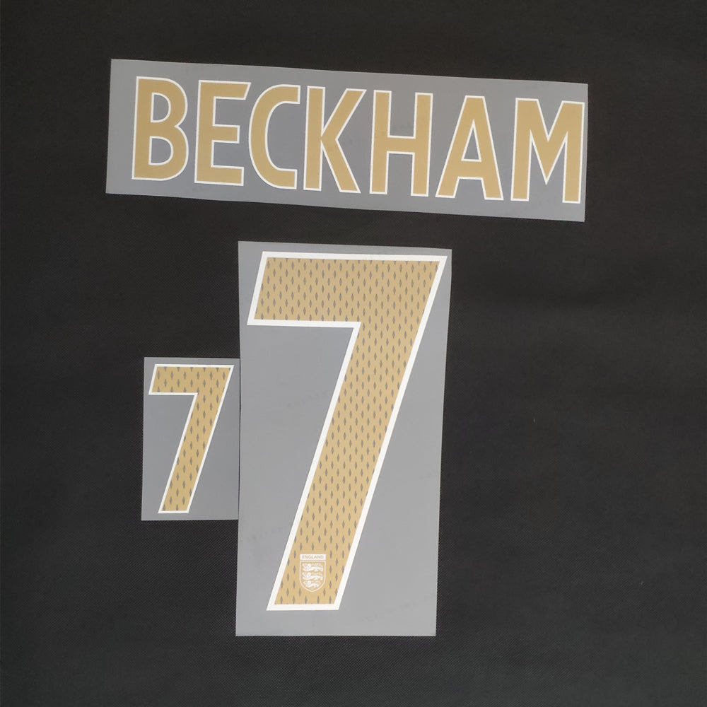 England 2006-08 Away Football Nameset - Beckham 7/Rooney 9 (Repro)