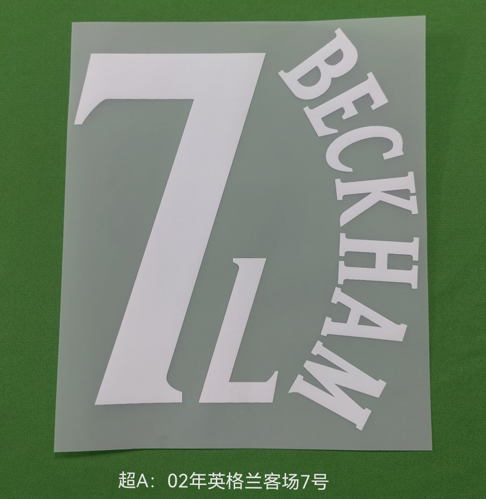 England 2000 Away Football Nameset