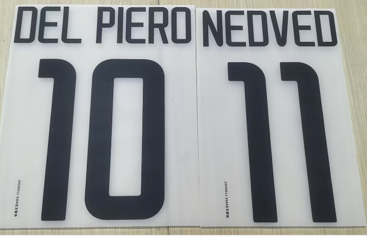 Juventus 2003-04 Away Football Nameset - Del Piero/Nedved (Repro)