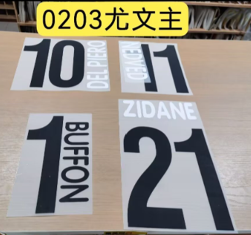 Juventus 2002-03 Football Nameset - Del Piero Nedved Zidane Buffon (Repro)
