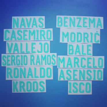 Real Madrid 2017-18 Home Football Nameset - Ronaldo Sergio Ramos Bale Modric Benzema (Repro)