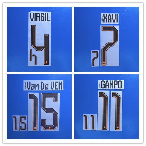 Netherlands 2026 World Cup Home Football Nameset - V.Dijk 4/Van de Ven 15/F.de Jong 21/Memphis 10 (Repro)