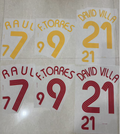Spain 2006 Home Football Nameset - Raul 7/F.Torres 9/David Villa 7 (Repro)