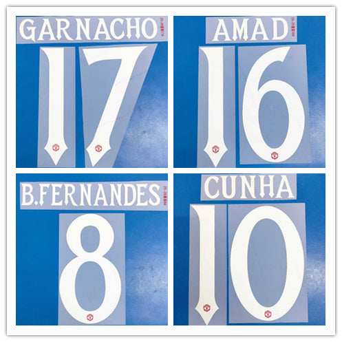 Manchester United 2025-27 Champions League Home Football Nameset White - B.Fernandes Cunha Mainoo (Repro)