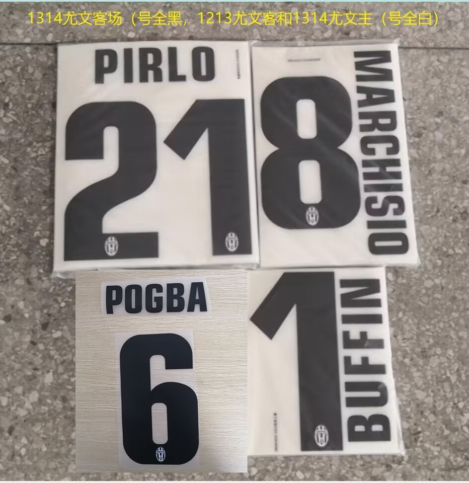 Juventus 2013-14 Home Football Nameset - Pogba Pirlo Buffon Marchisio (Repro)